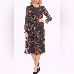 VINCE CAMUTO velvet floral burnout dress, size XXS